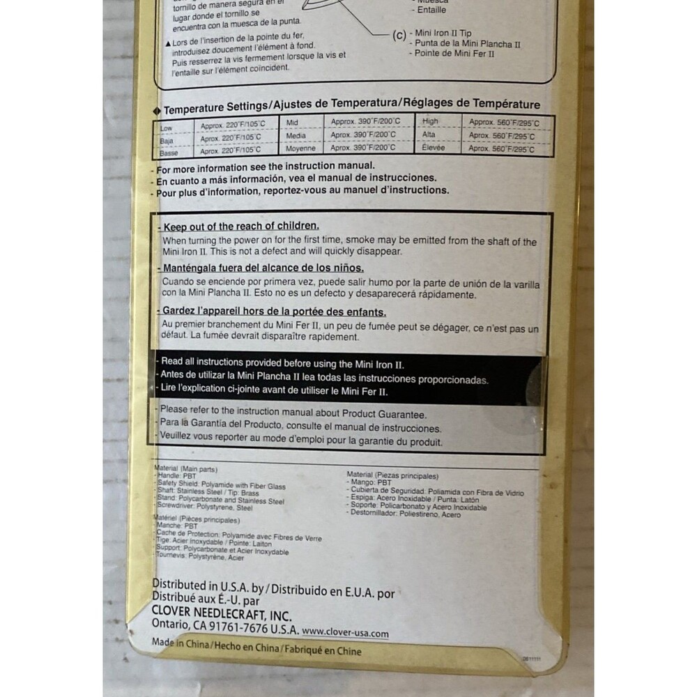 Clover Mini Iron II The Adapter 9100 Quilting Sewing Crafting Tool - Picture 6 of 6